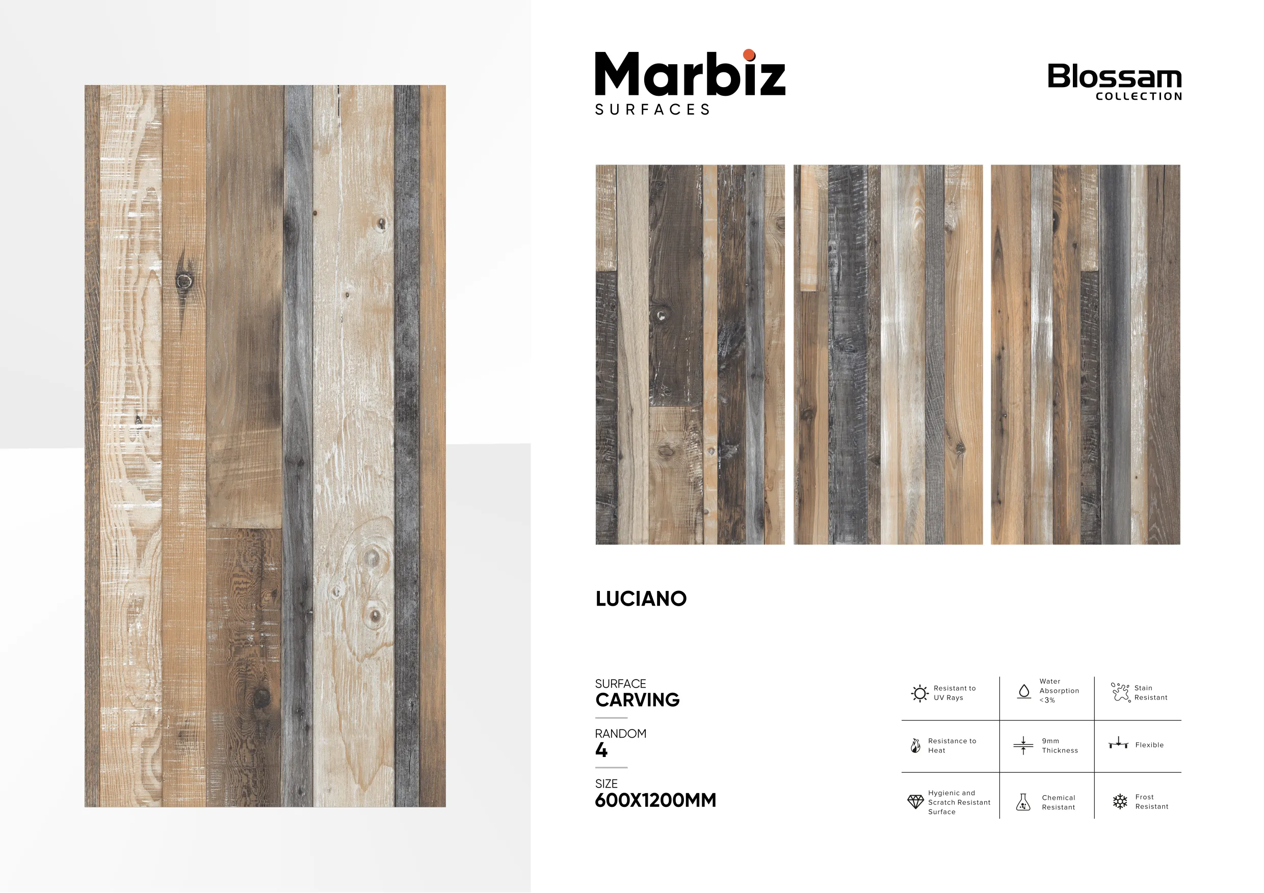 Blossam 600x1200mm Wood Carving 128