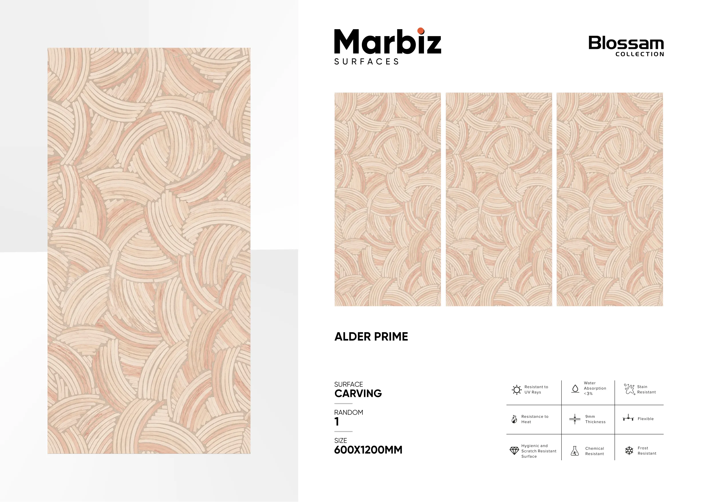 Blossam 600x1200mm Wood Carving 14