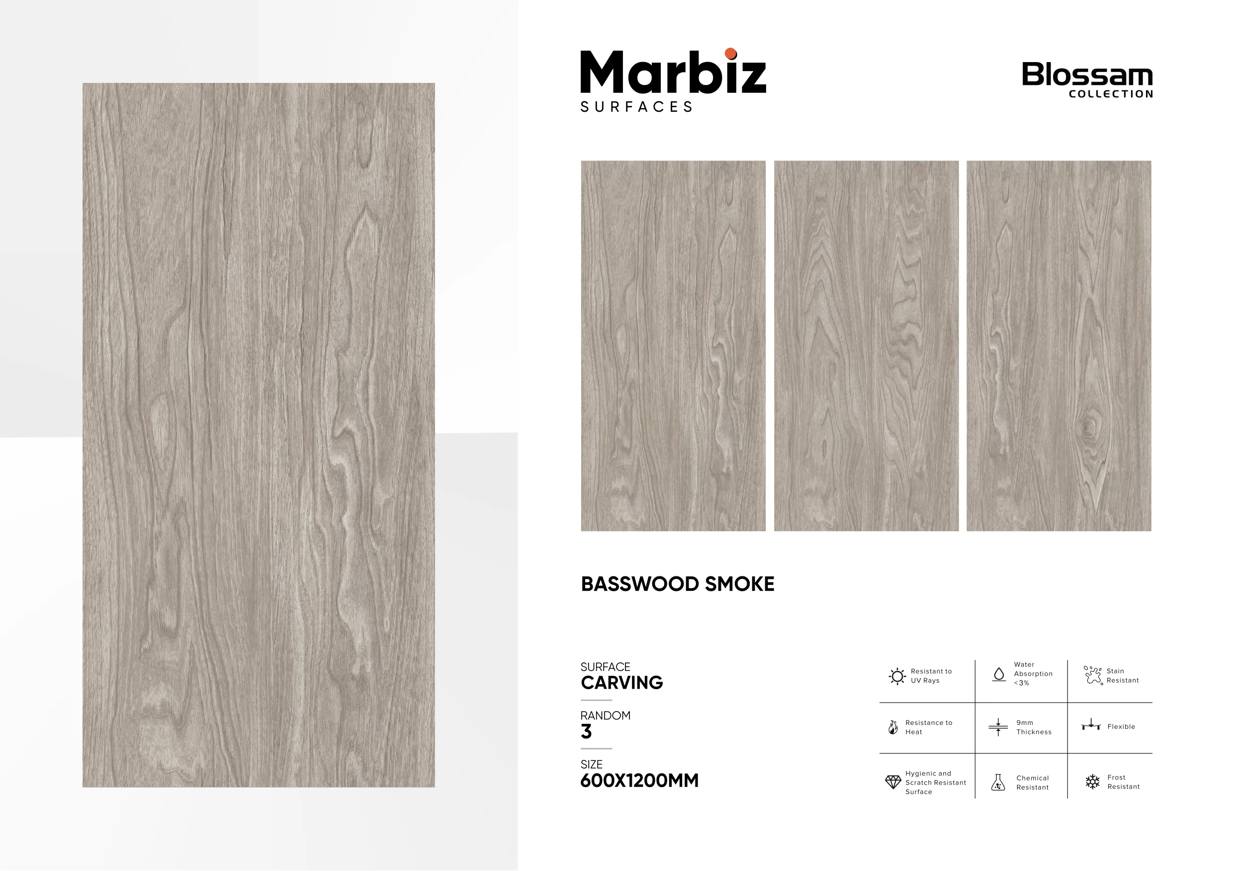 Blossam 600x1200mm Wood Carving 42