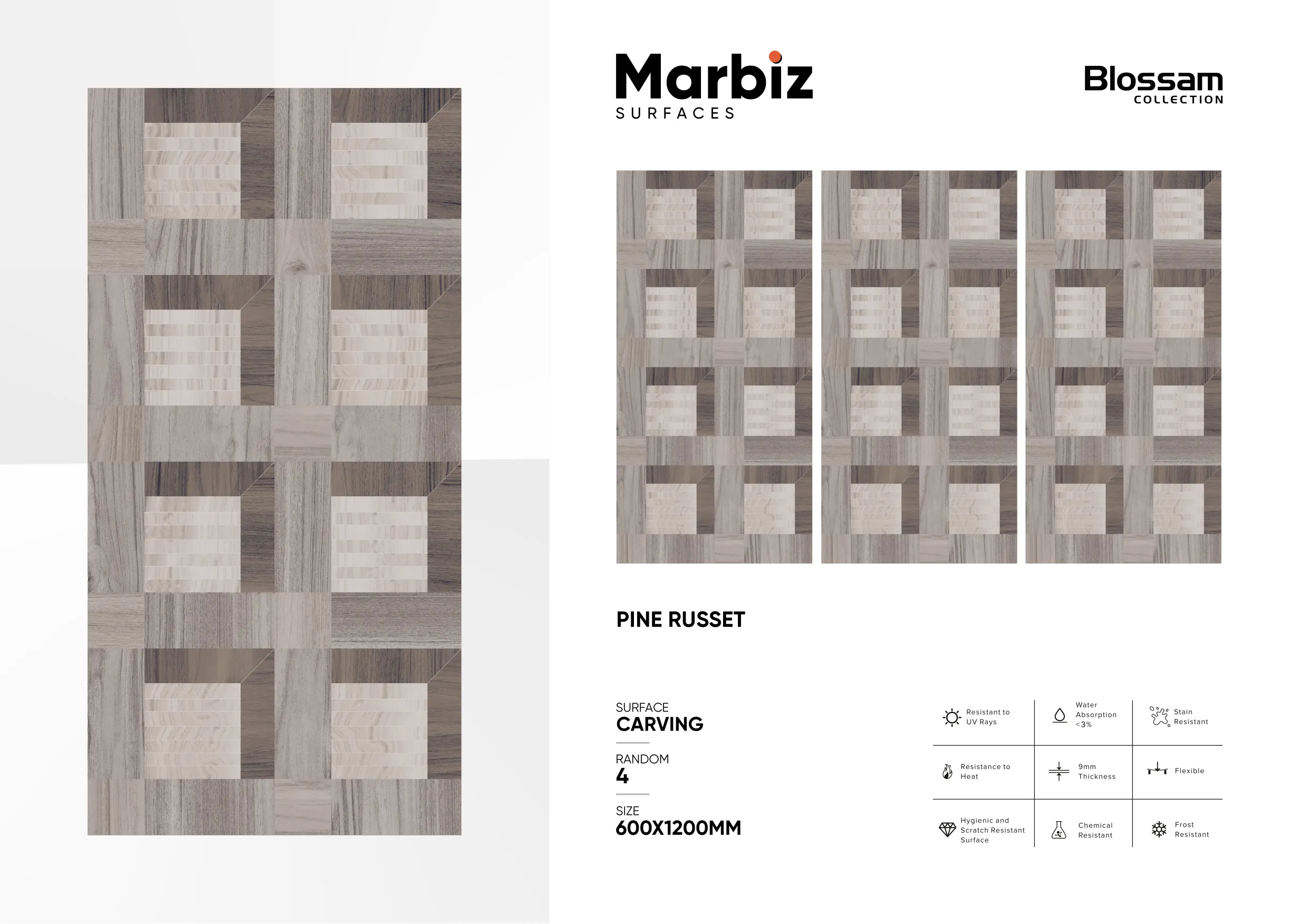 Blossam 600x1200mm Wood Carving 92