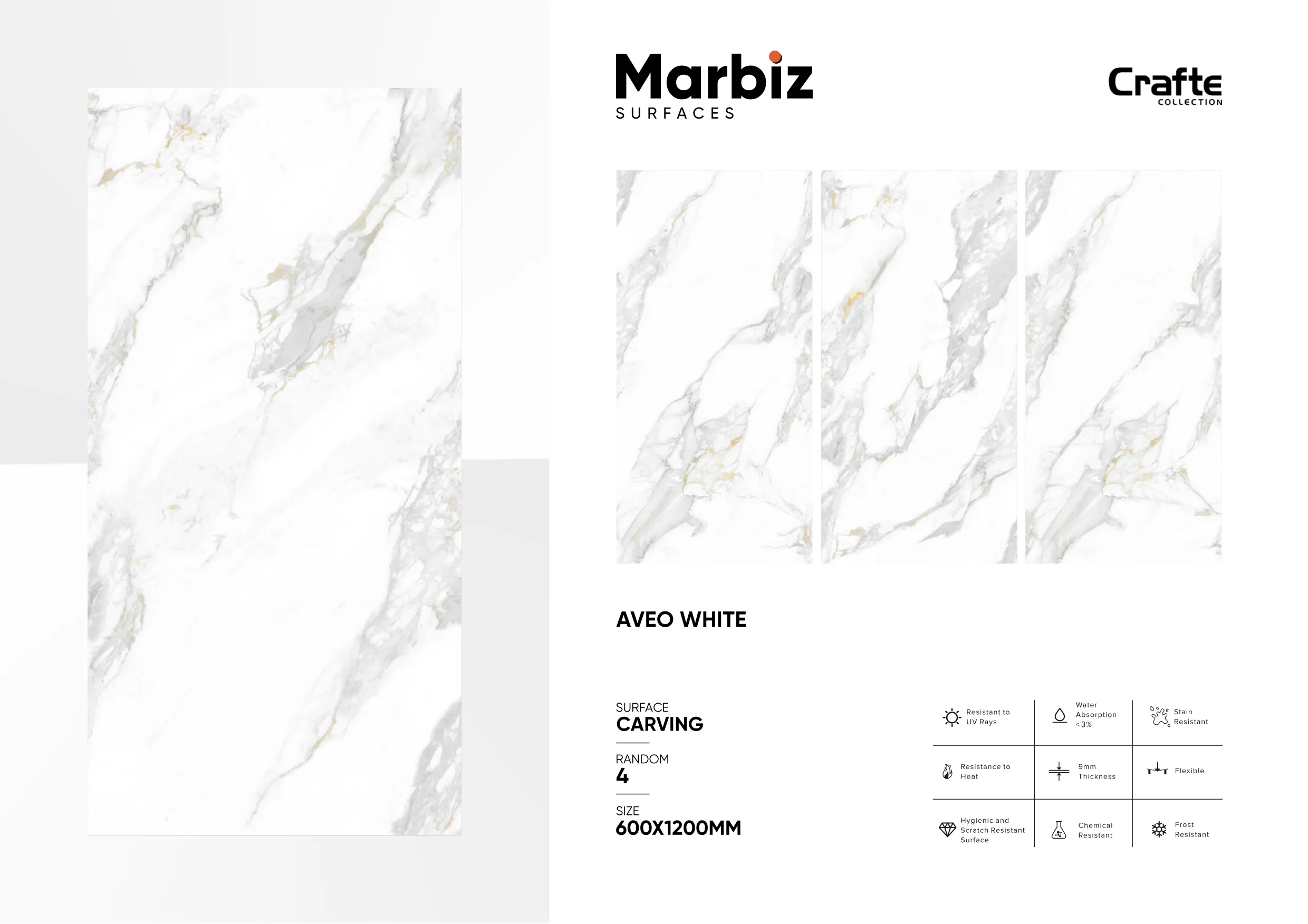 Crafte 600x1200mm White Carving 7