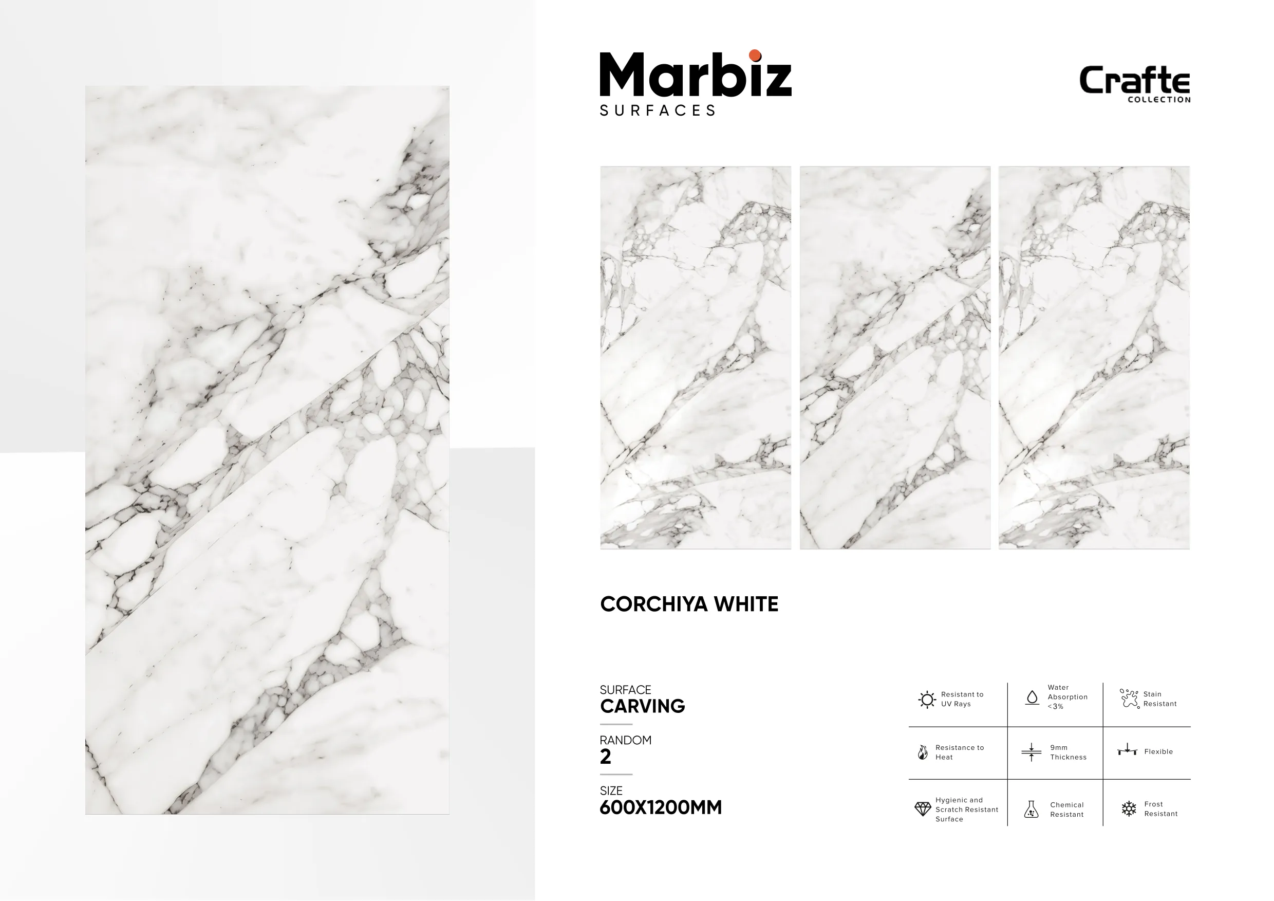 Crafte 600x1200mm White Carving 37