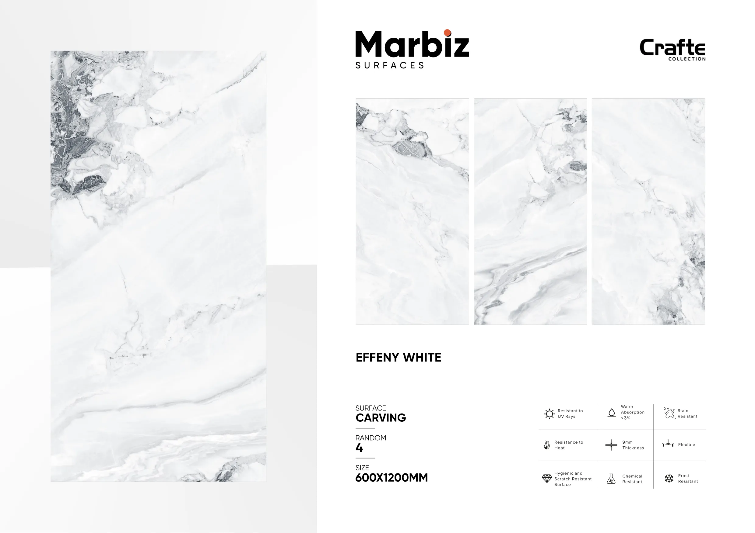 Crafte 600x1200mm White Carving 41