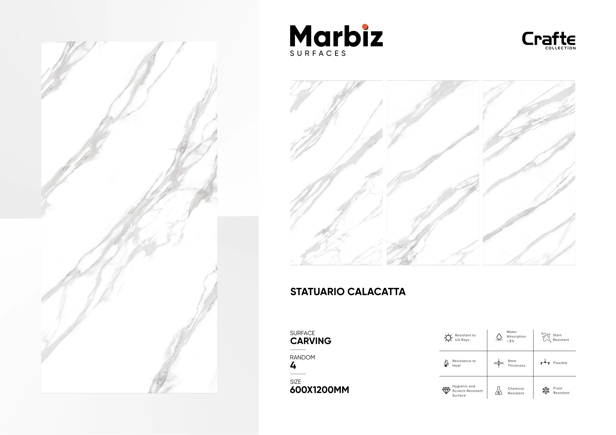 Crafte 600x1200mm White Carving 89