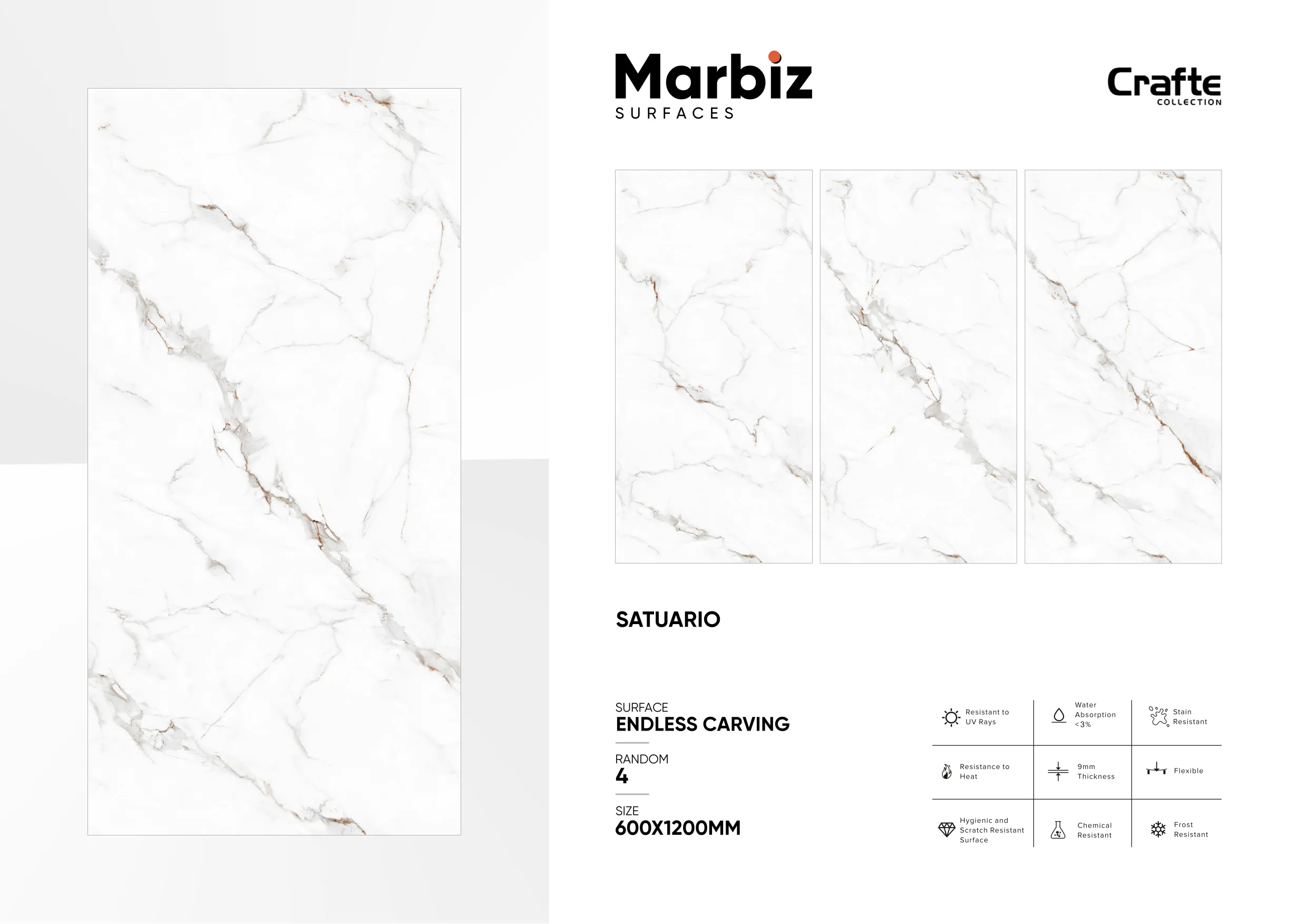 Crafte 600x1200mm White Endless 107