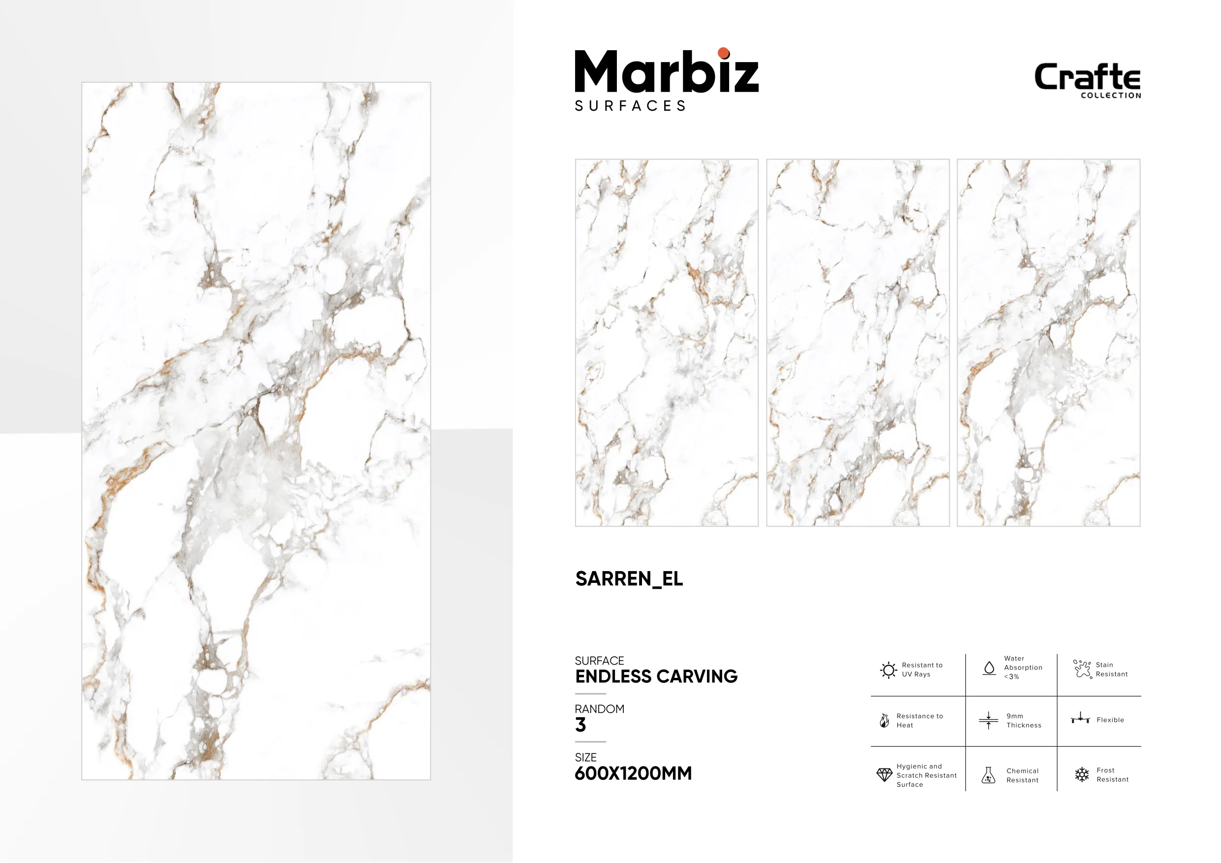 Crafte 600x1200mm White Endless 109