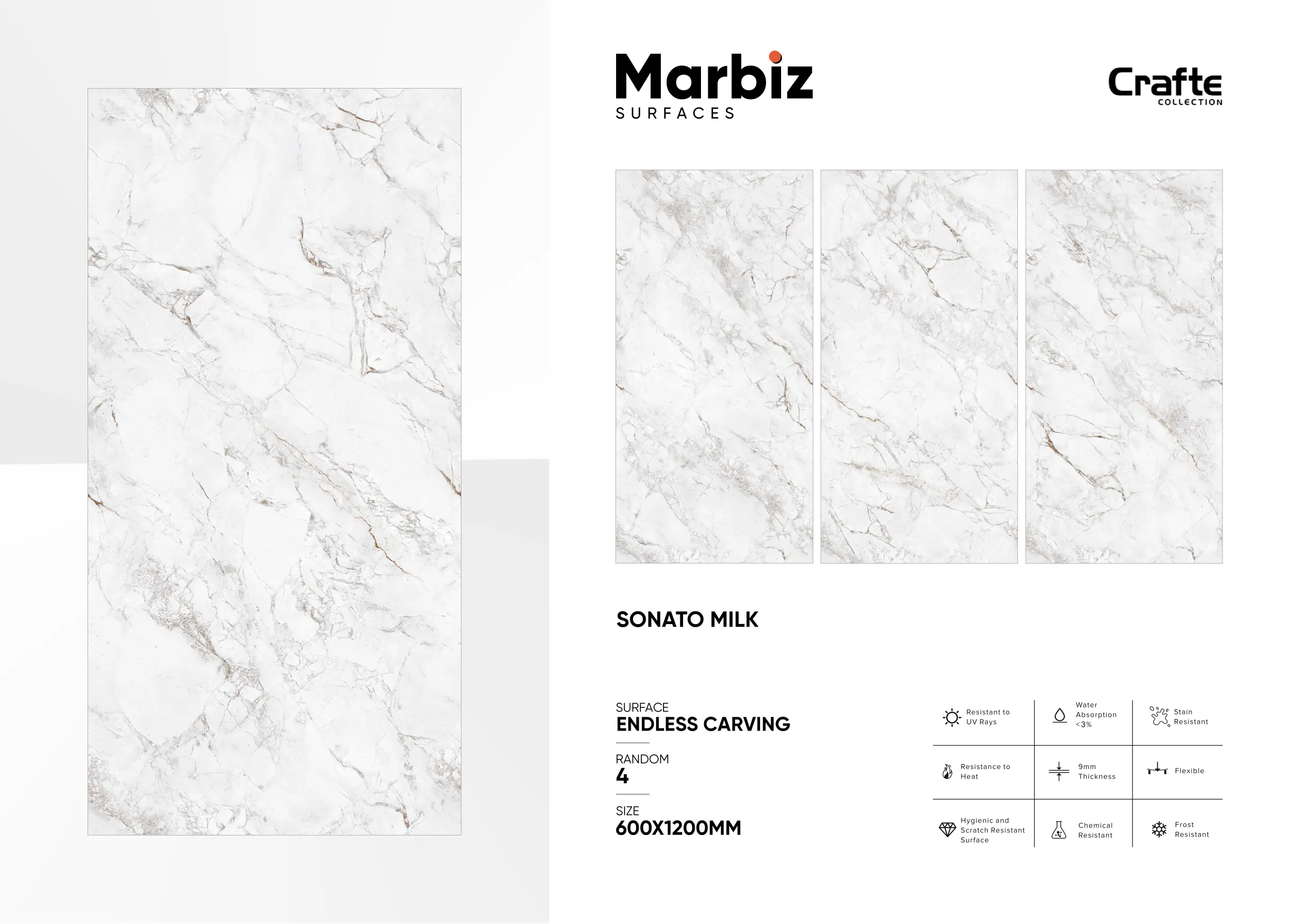 Crafte 600x1200mm White Endless 111
