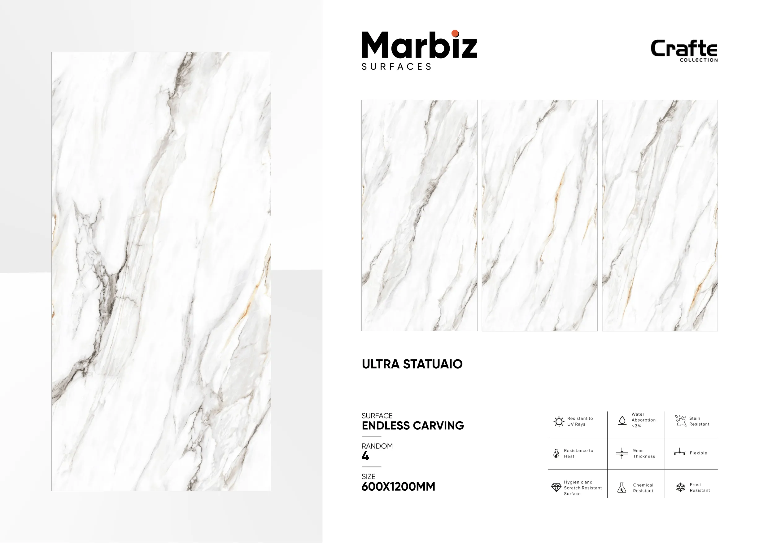 Crafte 600x1200mm White Endless 117
