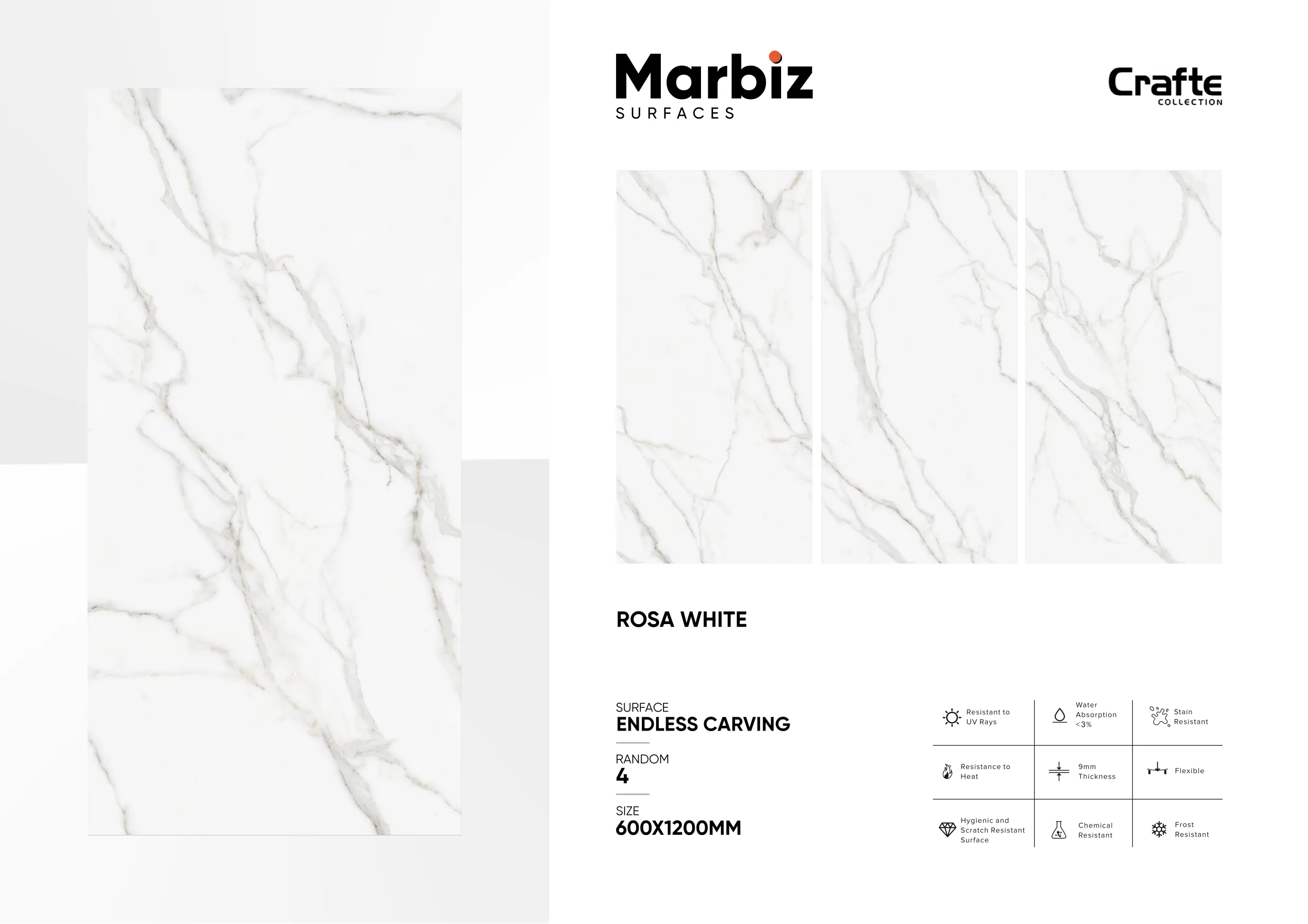 Crafte 600x1200mm White Endless 119