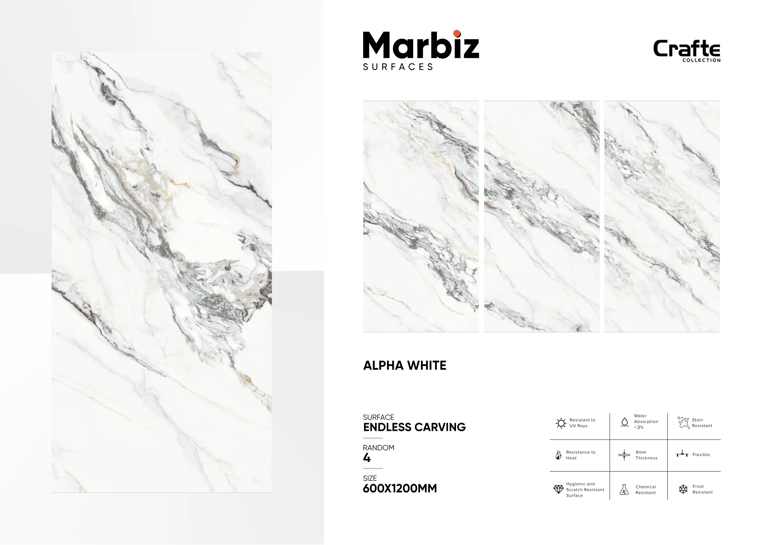 Crafte 600x1200mm White Endless 123
