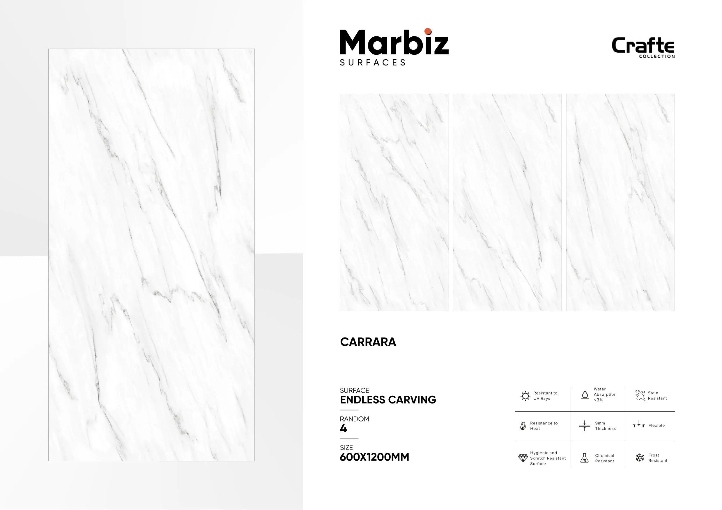Crafte 600x1200mm White Endless 23