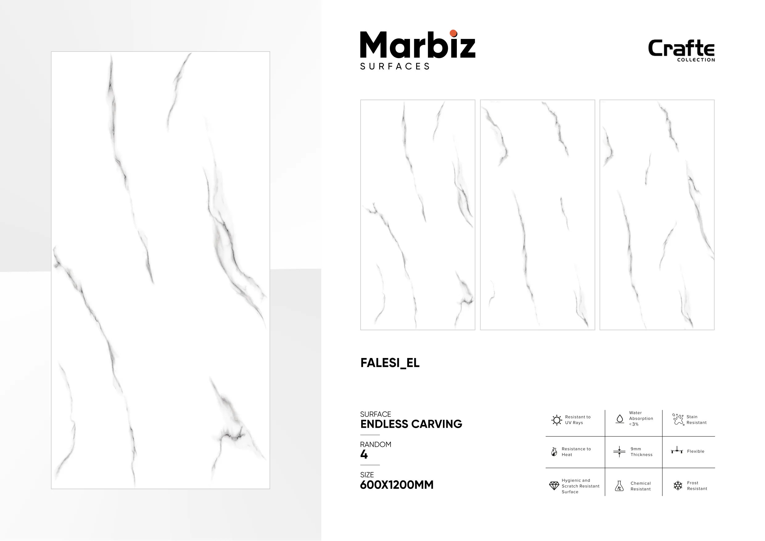 Crafte 600x1200mm White Endless 45