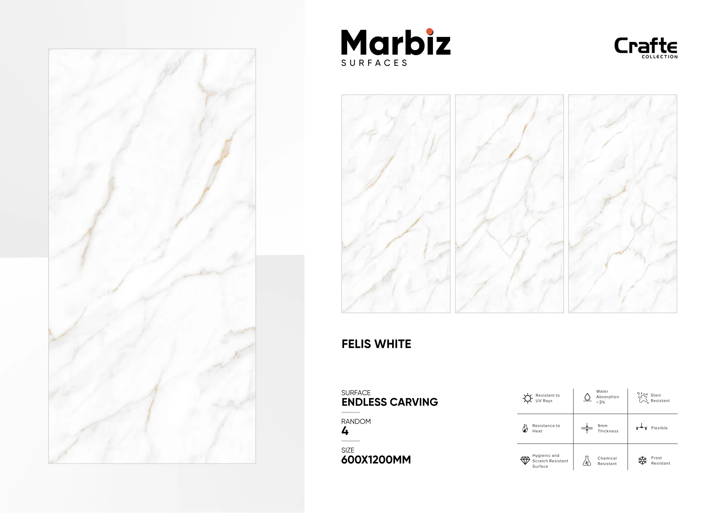 Crafte 600x1200mm White Endless 49
