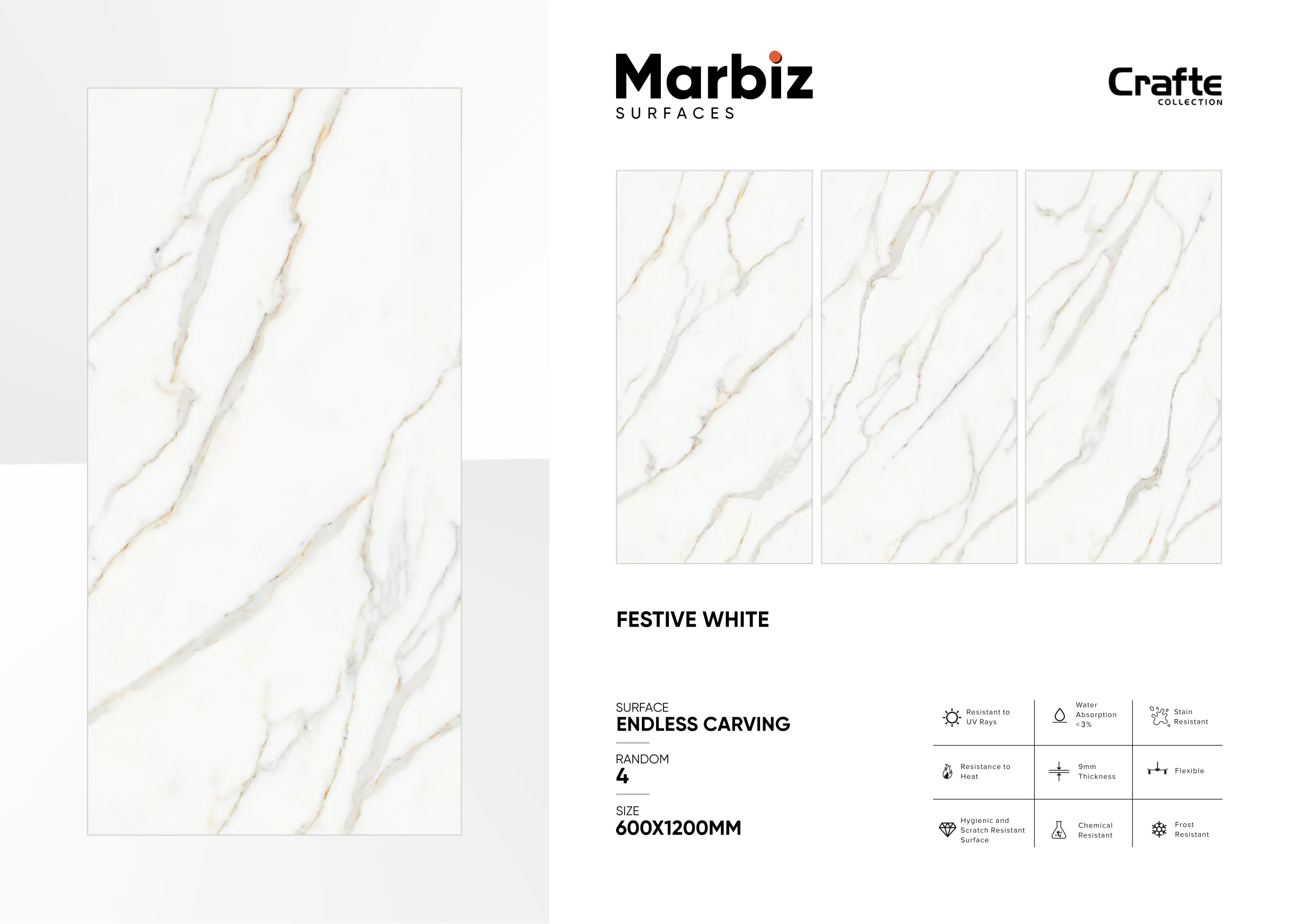 Crafte 600x1200mm White Endless 51