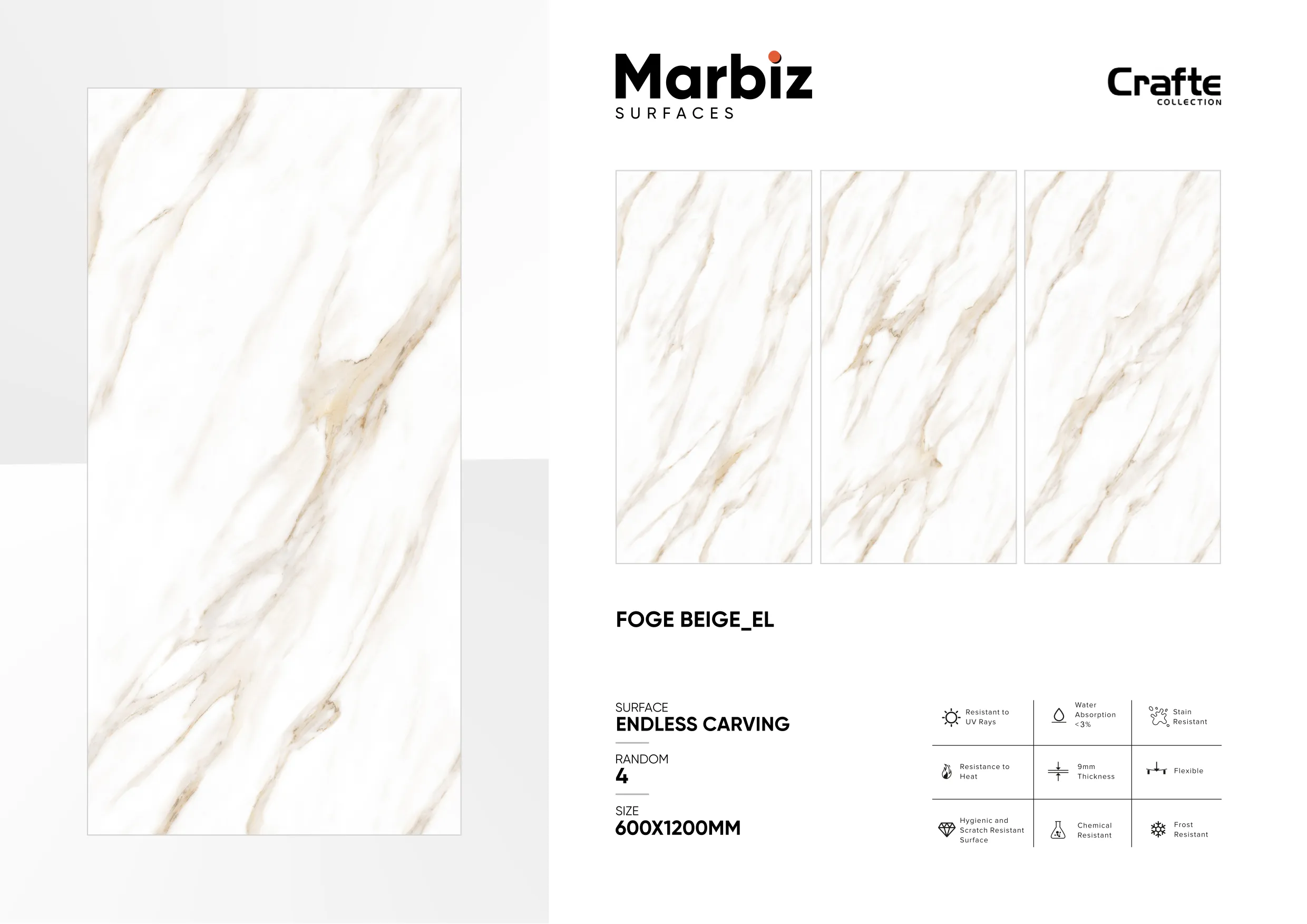 Crafte 600x1200mm White Endless 53