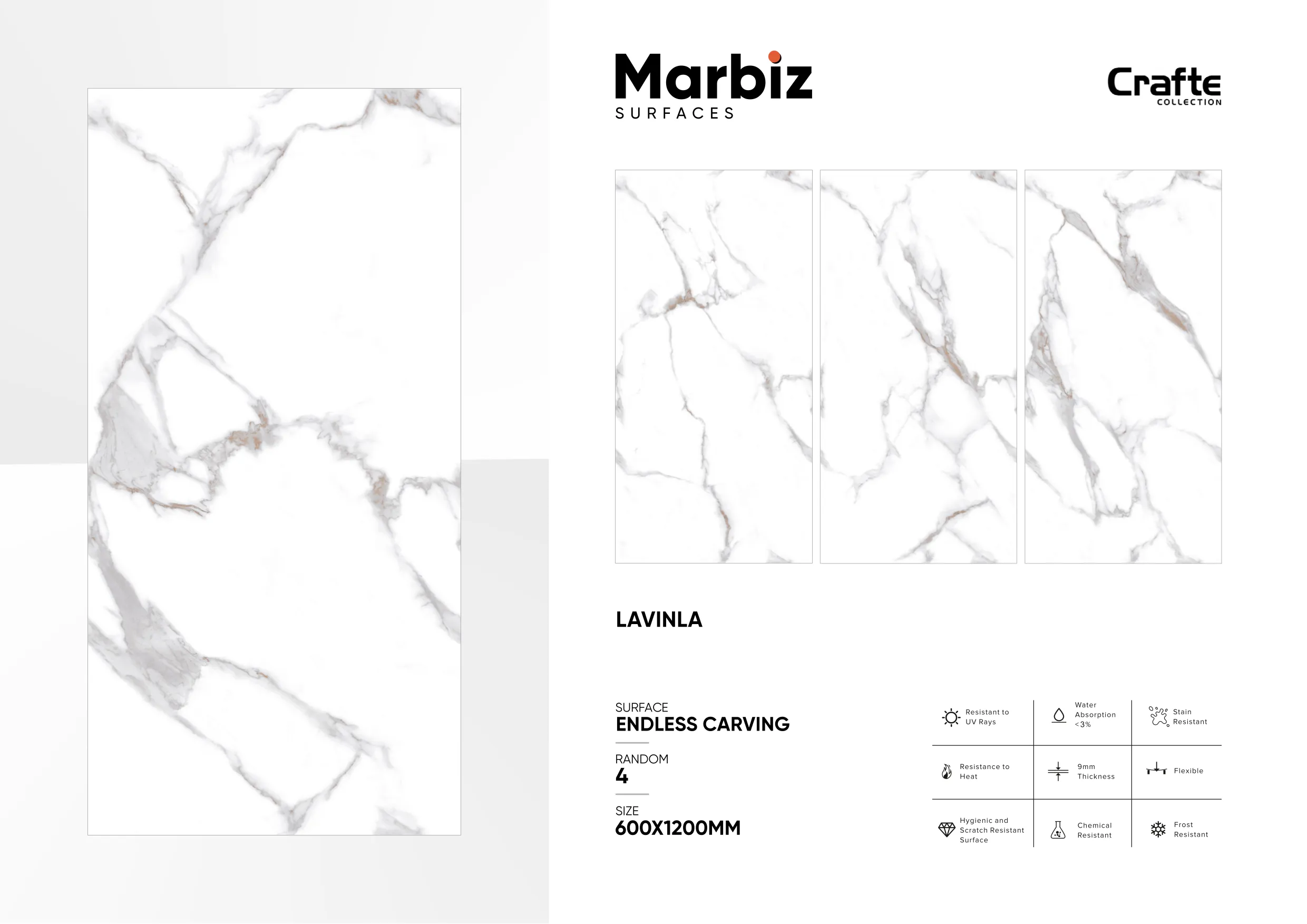 Crafte 600x1200mm White Endless 75
