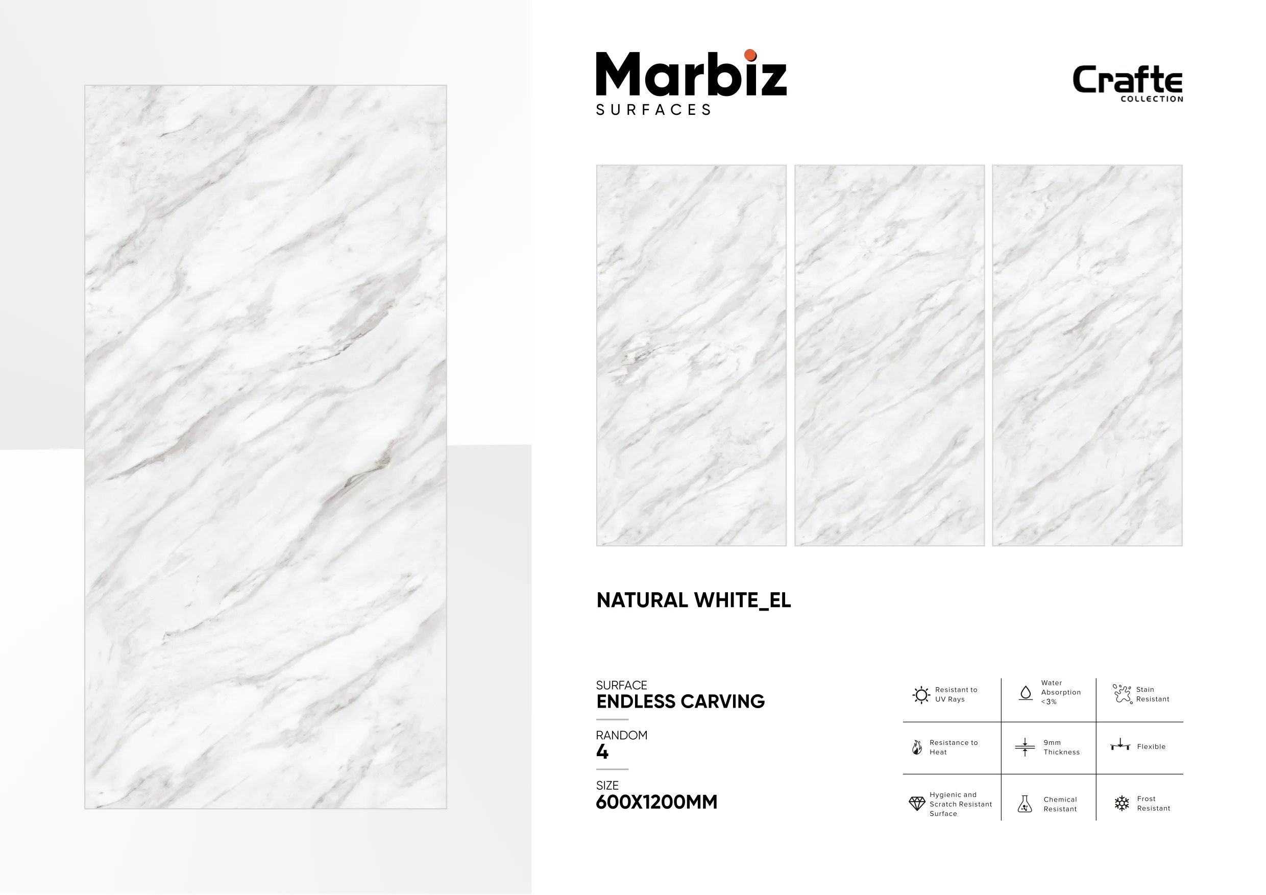 Crafte 600x1200mm White Endless 91